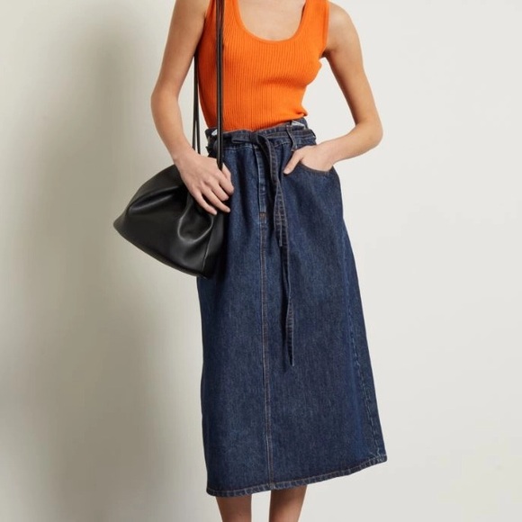 NWT Sportmax Label-cut Denim Maxi Skirt Size: Small US4 Fall/Winter/Spring - Picture 1 of 14
